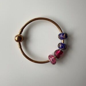 Pandora moments bangle bracelet with 4 charms